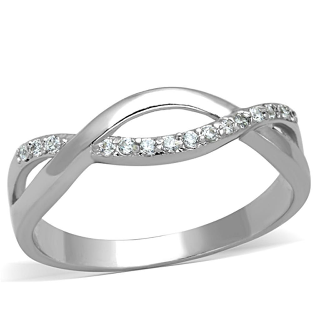 3W796 - Rhodium-Messing - Ring mit AAA-Klasse CZ in Clear