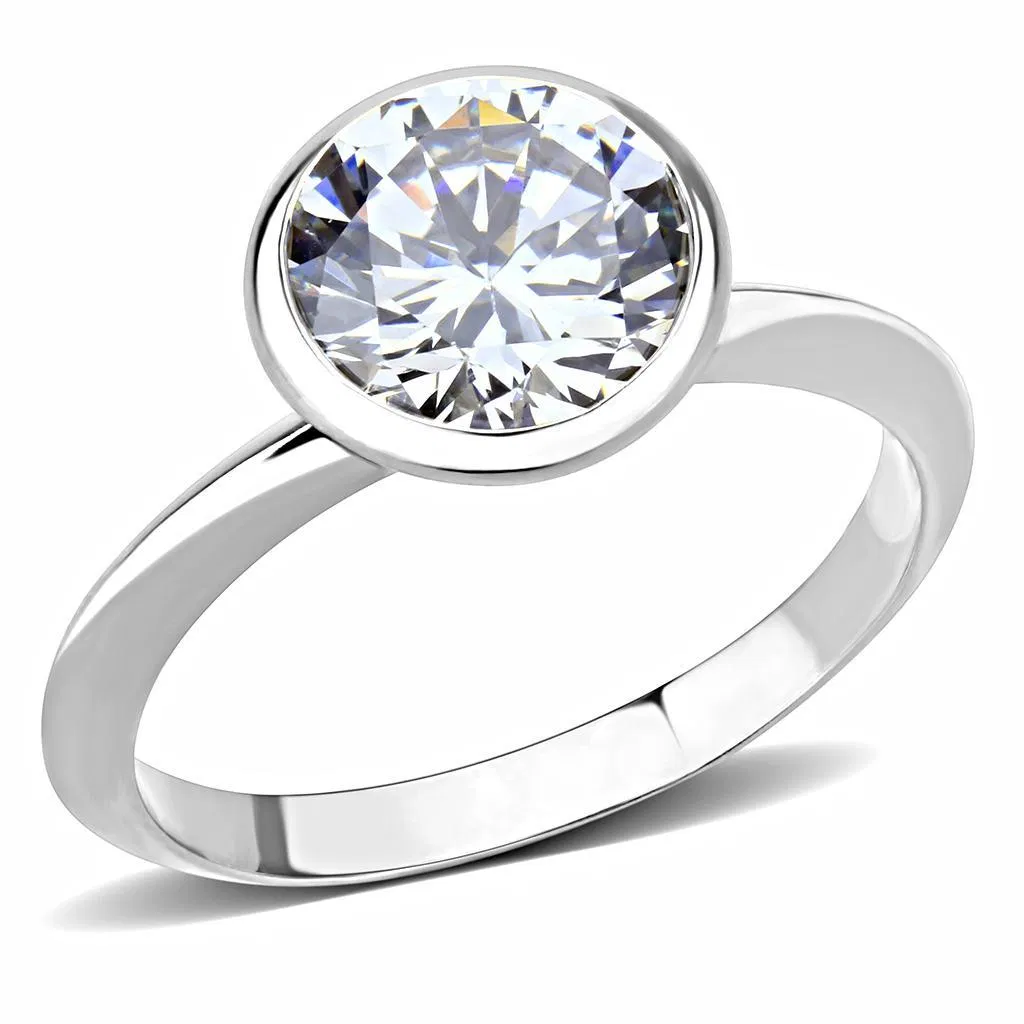 3W1487 - Rhodium-Messing - Ring mit AAA-Klasse CZ in Clear