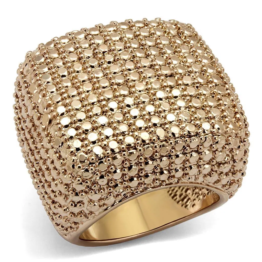 3W934 - IP Rose Gold (Ion Plating) Messing Ring mit AAA-Klasse CZ in metallischem Licht Gold