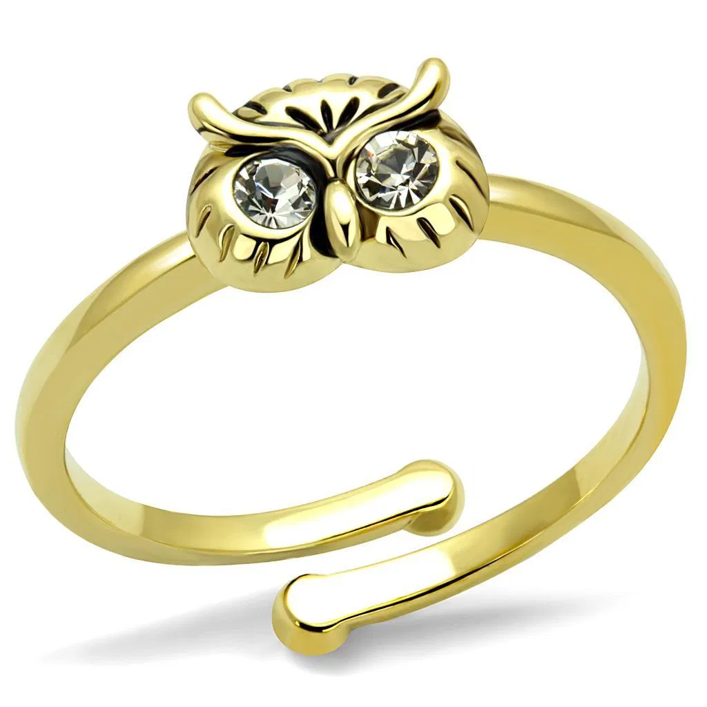 LO4050 - Flash Gold Brass Ring mit Top-Grade - Kristall in Clear