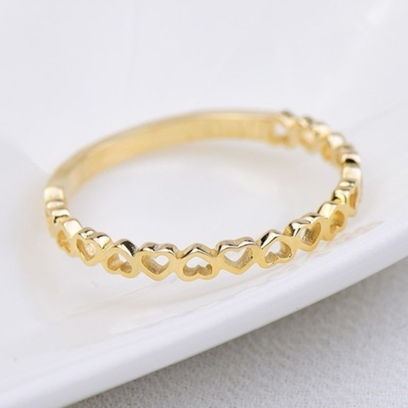 1pc exquisite Luxus Herren und Frauen Herz Hohlring Klassiker Elegant Ring Plated 14k Herz Ring Delicate Promise Hochzeit Liebesring
