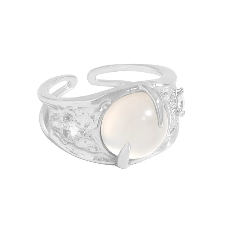 Moonlight Serie Agate Öffnungsring Sterling Silber S925 Weiblich