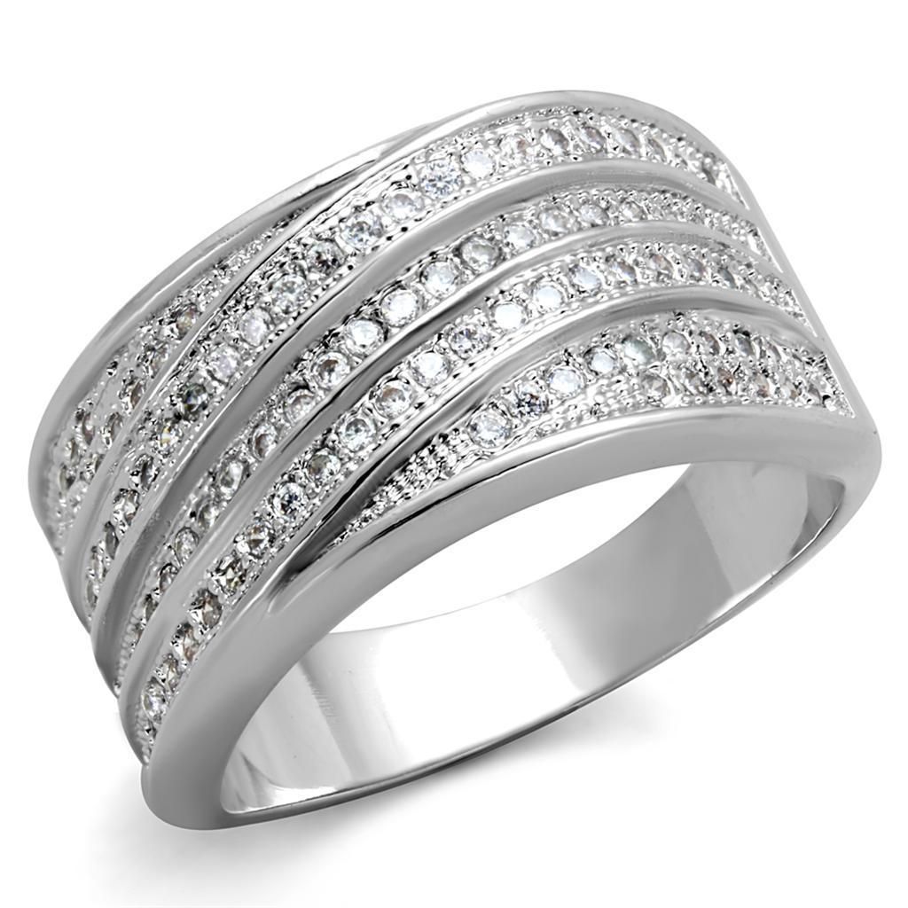 3W882 - Rhodium-Messing - Ring mit AAA-Klasse CZ in Clear