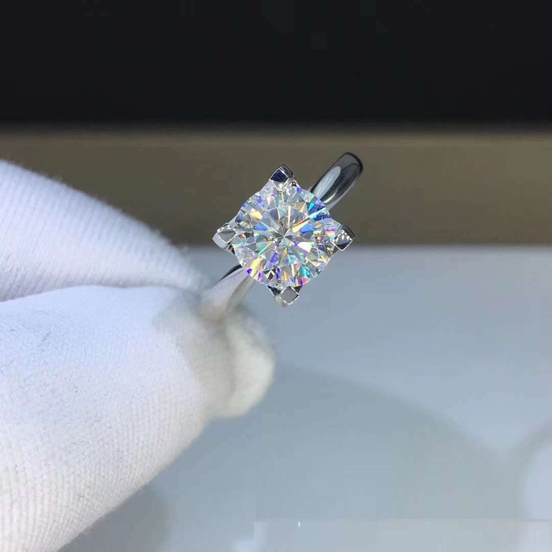 American Moissanite Diamant Ring Damen 18 Karat Gold