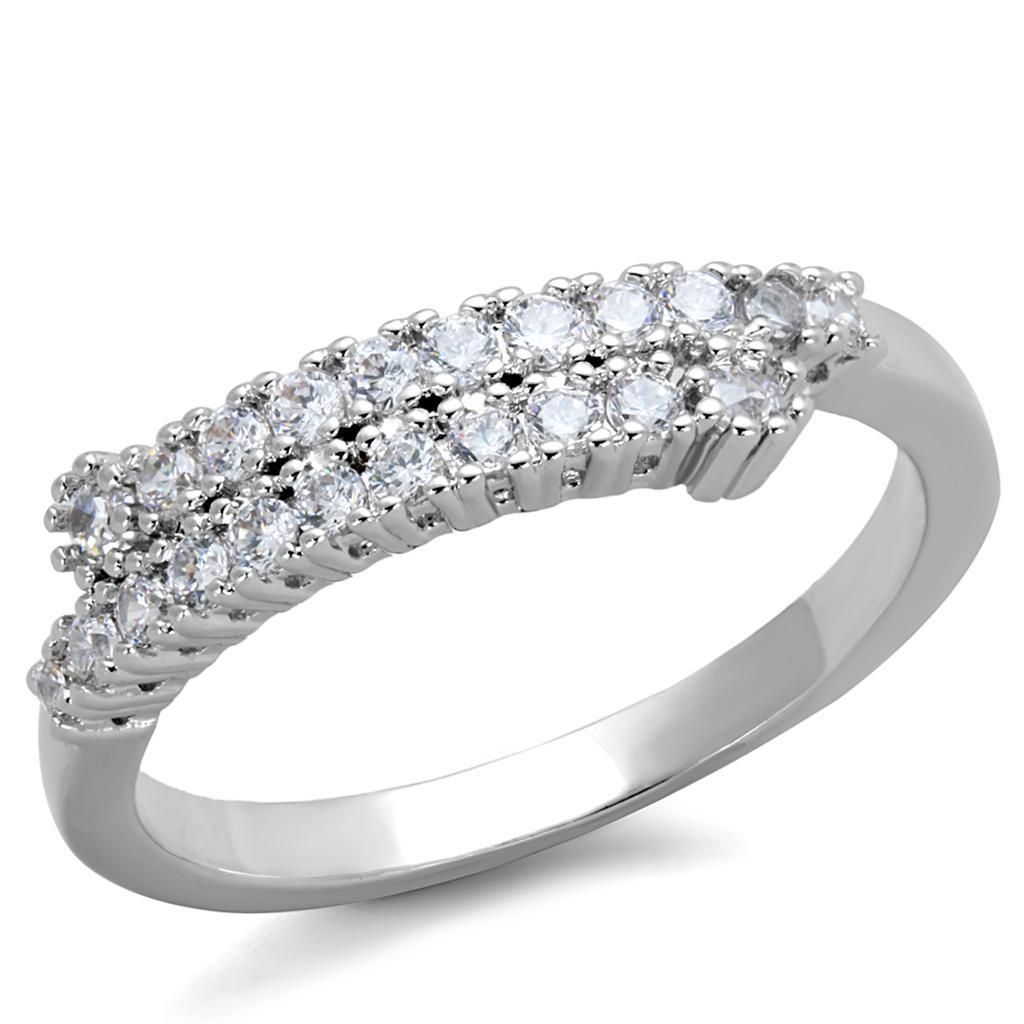 3W879 - Rhodium-Messing - Ring mit AAA-Klasse CZ in Clear
