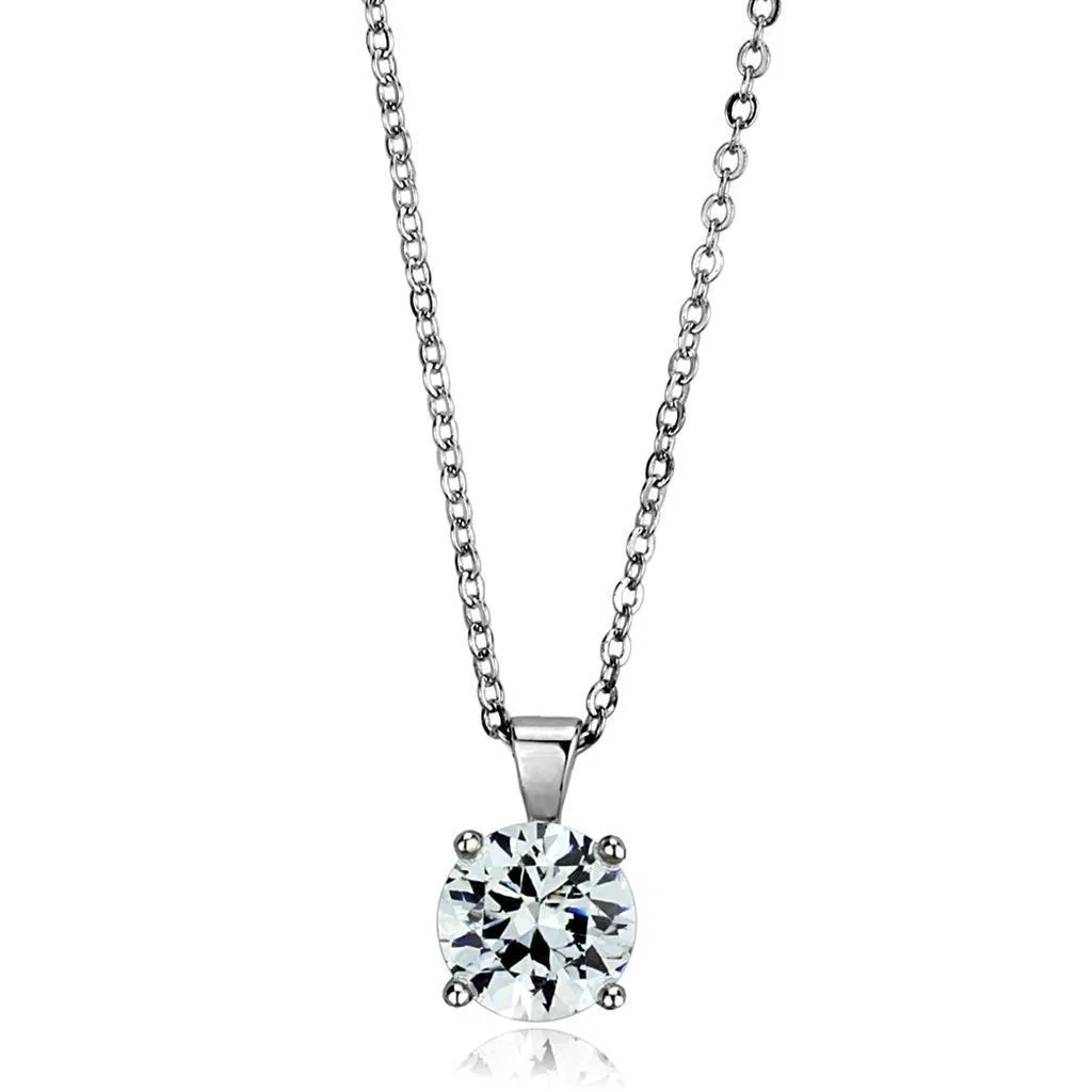 LO3932 - Rhodium-Brass - Kettenhänger mit AAA-Klasse CZ in Clear