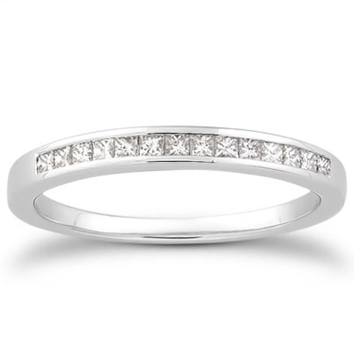14K Weißgold Kanal Set Prinzessin Diamant Hochzeitsring Band