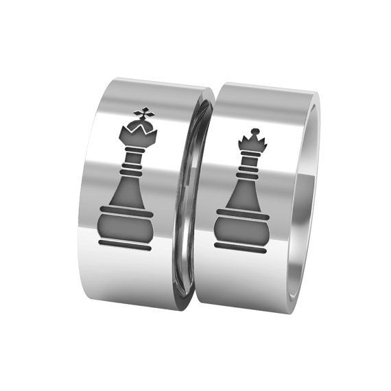Festliches Geschenk KING QUEEN Ring Schachkönig