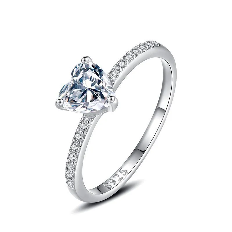 S925 Sterling Silber Ring Liebe 1 Karat Simulation Diamant Schmuck