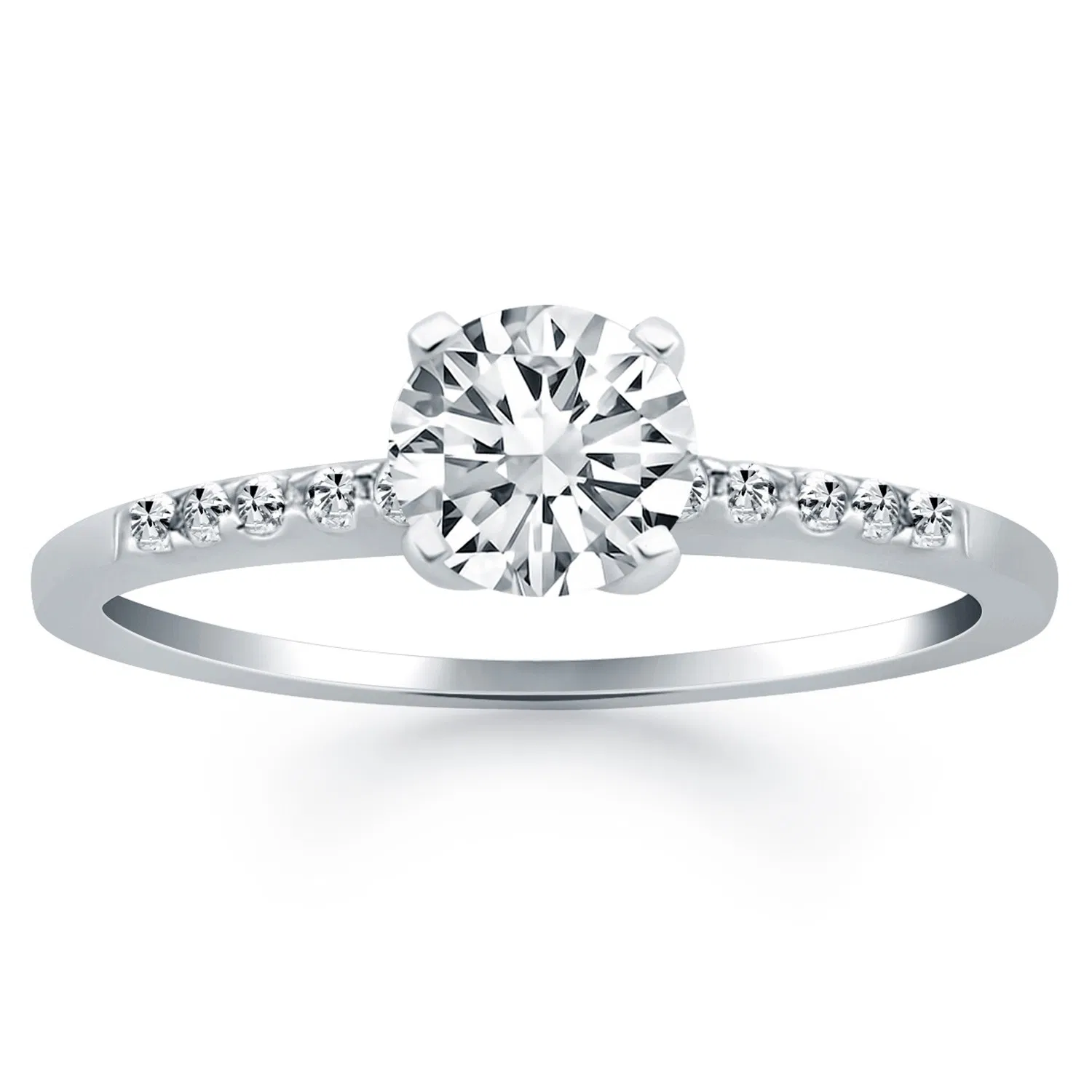 14 Karat Weißgold Verlobungsring mit Diamantband Design
