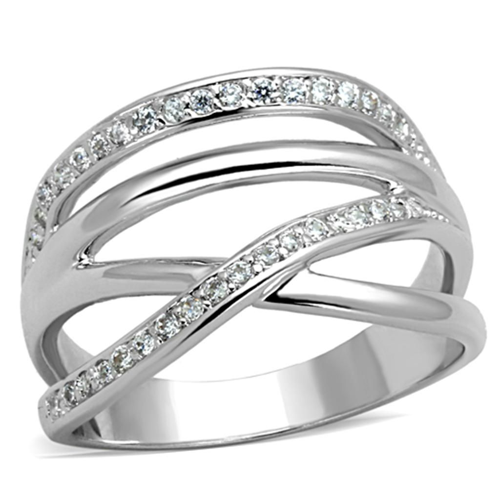 3W836 - Rhodium-Messing - Ring mit AAA-Klasse CZ in Clear