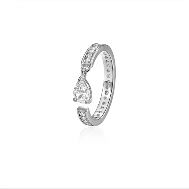 Zirkonia Crystal Wasser Tropfen Zirkon Geometrie Ringe für Frauen