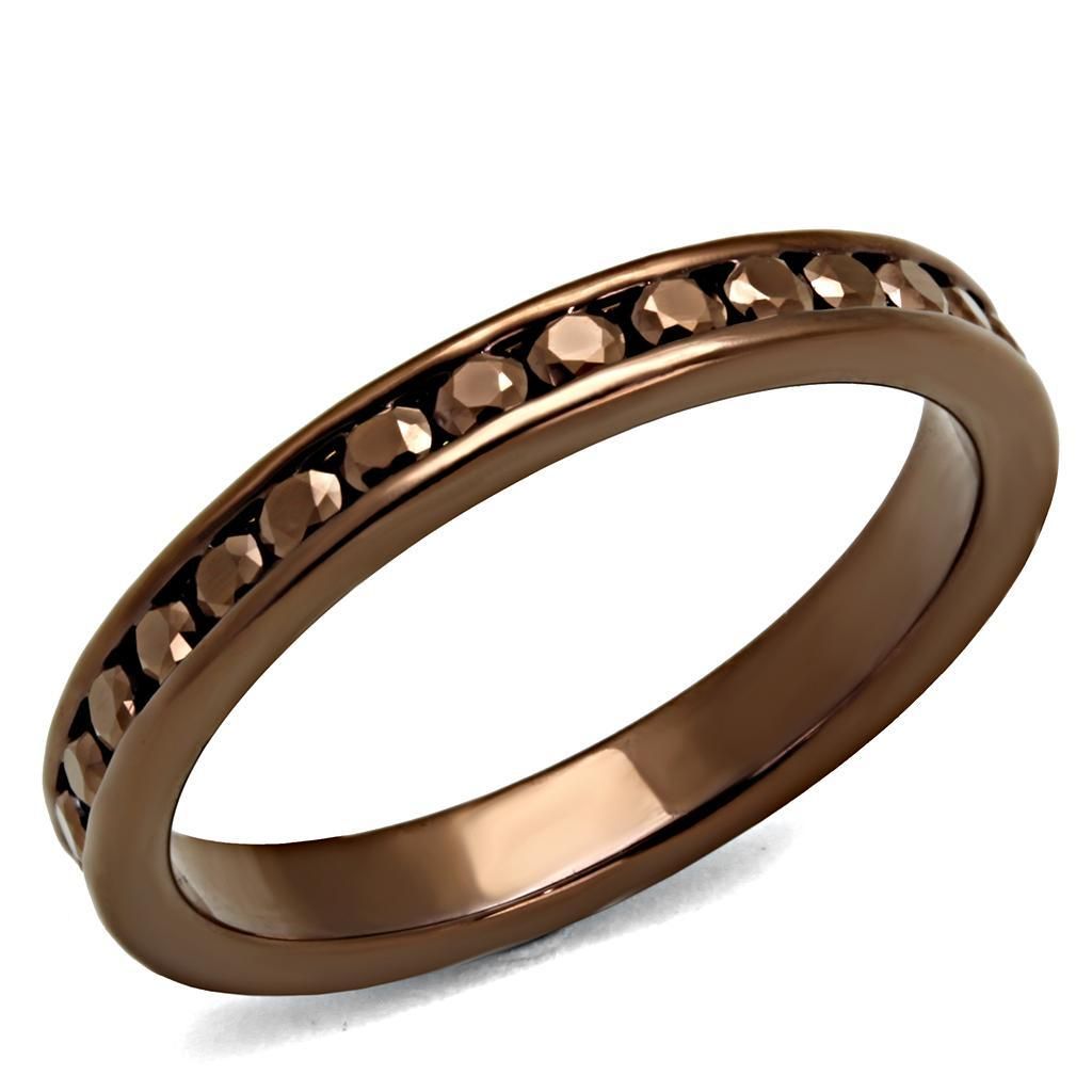 3W1137 - IP Kaffeelicht Messing Ring mit AAA Grad CZ in Braun