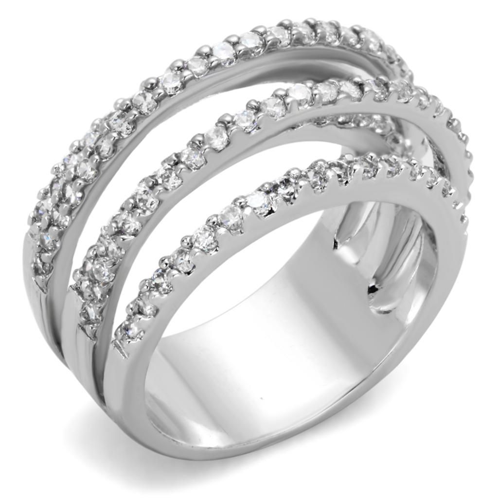 3W871 - Rhodium-Messing - Ring mit AAA-Klasse CZ in Clear