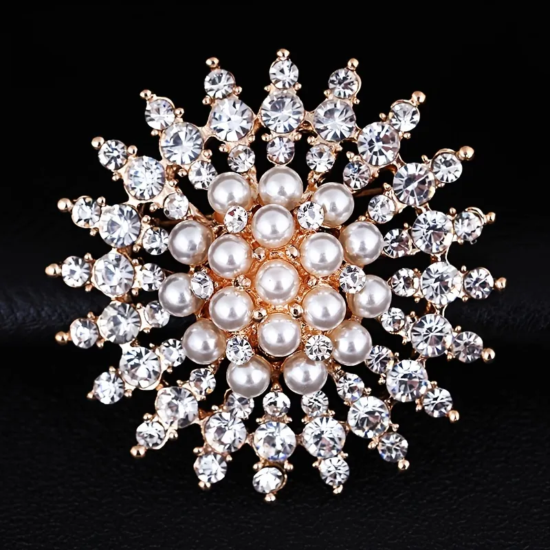 Rheinstein Kristallblumen Broche Pin Für Frauen Juwelen Accessoires Für Schal Schal Schnalle Pullover Cardigan Für Hochzeitsfeier Prom Geschenk