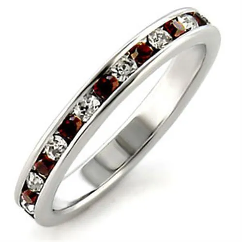 LOA508 - Hochpolierter 925 Sterling Silberring mit Top-Grade - Kristall in Granat