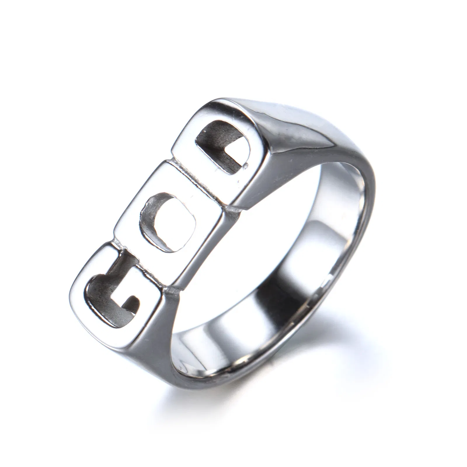 Edelstahl Brief Ring einfacher GOD Titan Ring