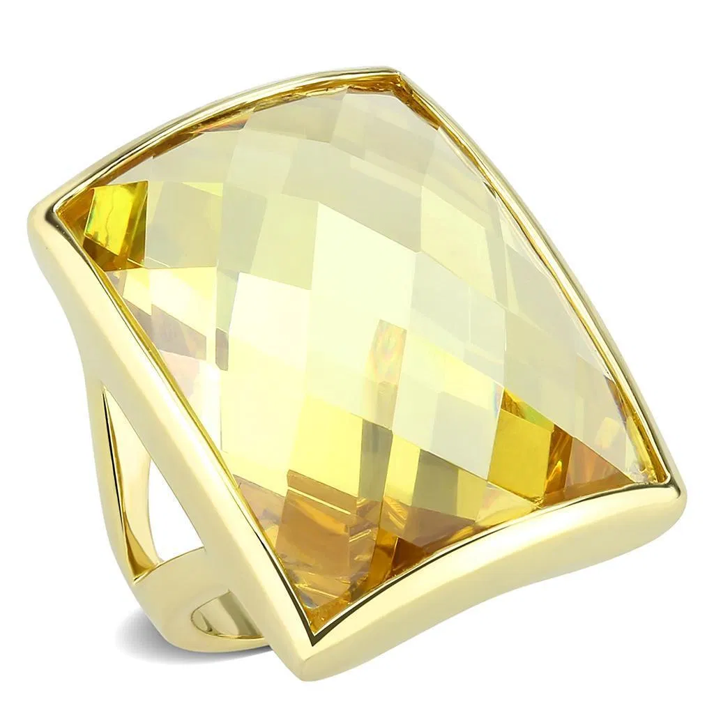 LO1251 - Gold-Messing - Ring mit AAA-Klasse CZ in Topaz