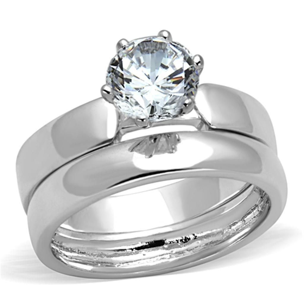 3W805 - Rhodium-Messing - Ring mit AAA-Klasse CZ in Clear