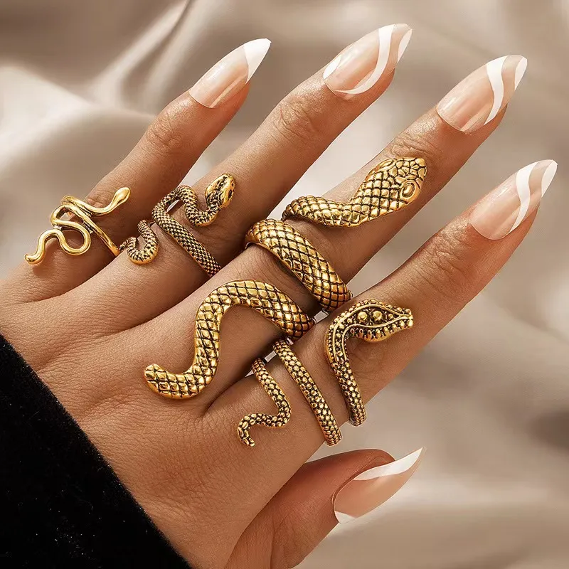 Vintage Snake Ring für Frauen Gothic Ringe Set