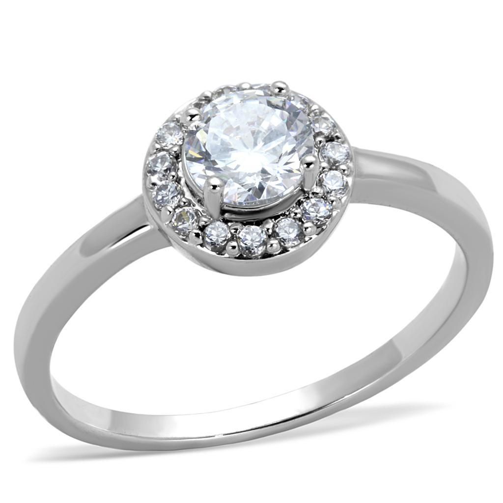 3W863 - Rhodium-Messing - Ring mit AAA-Klasse CZ in Clear