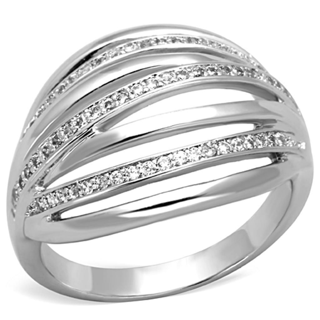 3W828 - Rhodium-Messing - Ring mit AAA-Klasse CZ in Clear