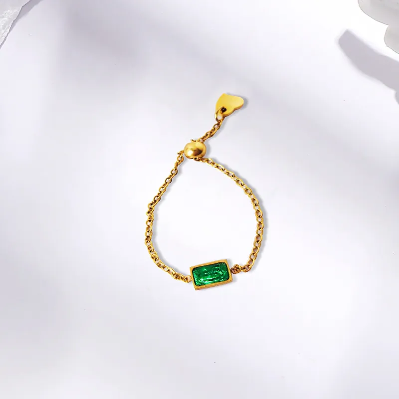 Persönlichkeit ziehen Kette grünes Zircon Design Persönlichkeit Ring weiblich