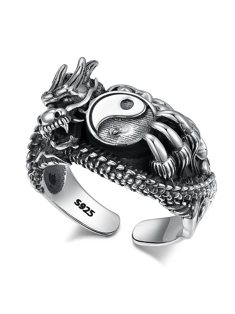 Thai Silber Gossip Tai Dragon Ring männliche Persönlichkeit