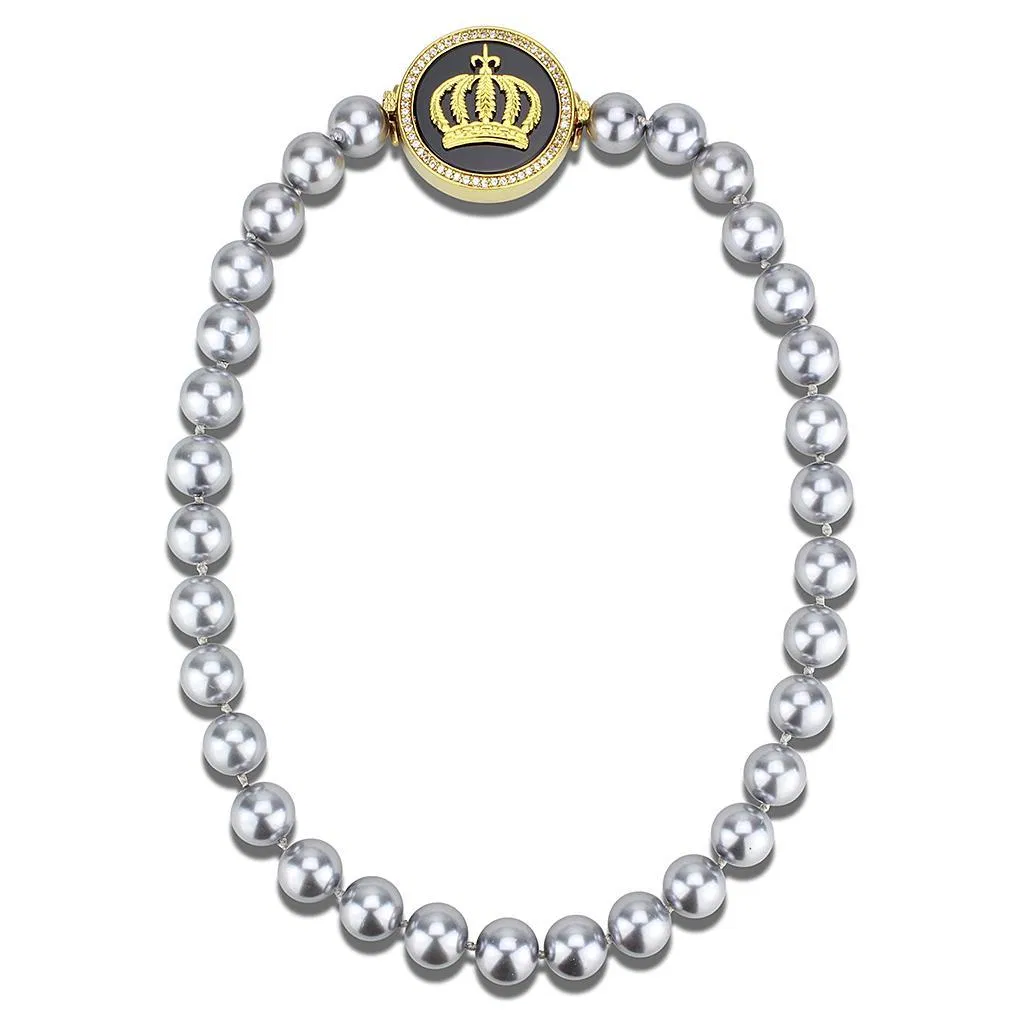 LO2646 - Gold-Messing - Halskette mit Halb-Edel - Onyx in Jet