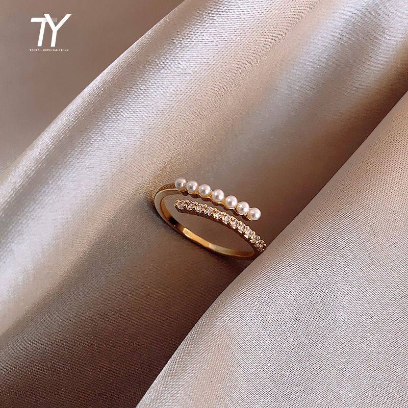 2020 neue klassische geometrische Metallperlenring koreanische weibliche Schmuck Mode Studenten Eröffnungsring Party Geschenk Ring