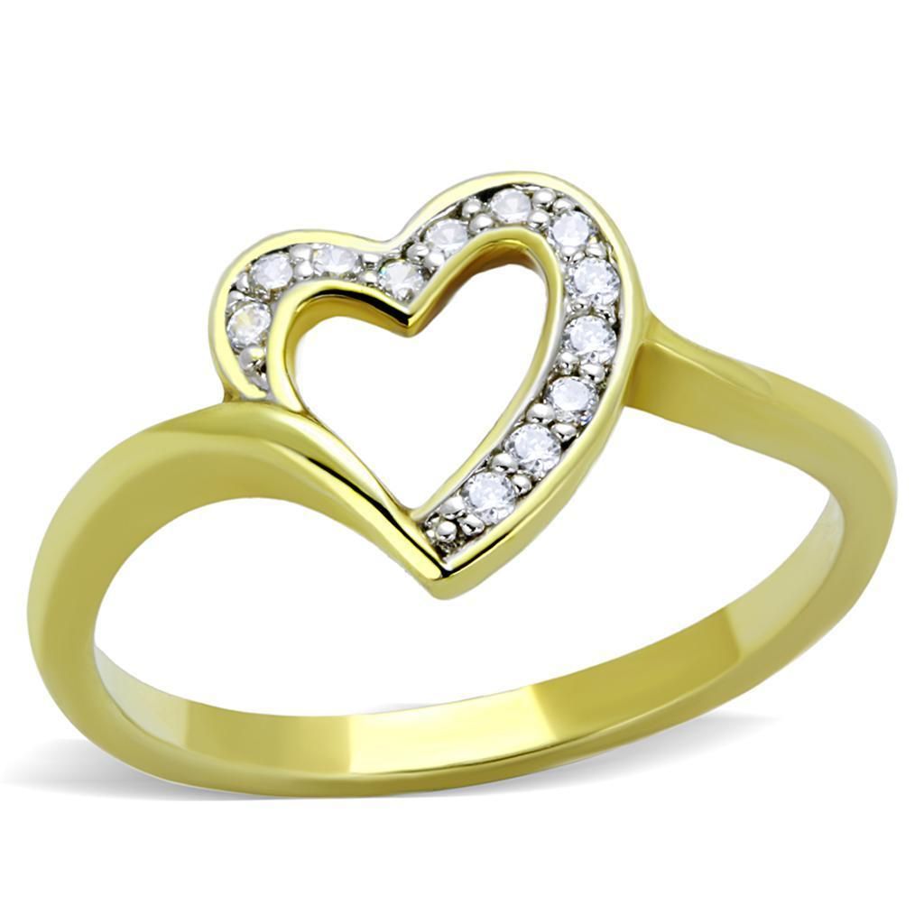 3W870 - Gold + Rhodium-Messing - Ring mit AAA-Klasse CZ in Clear