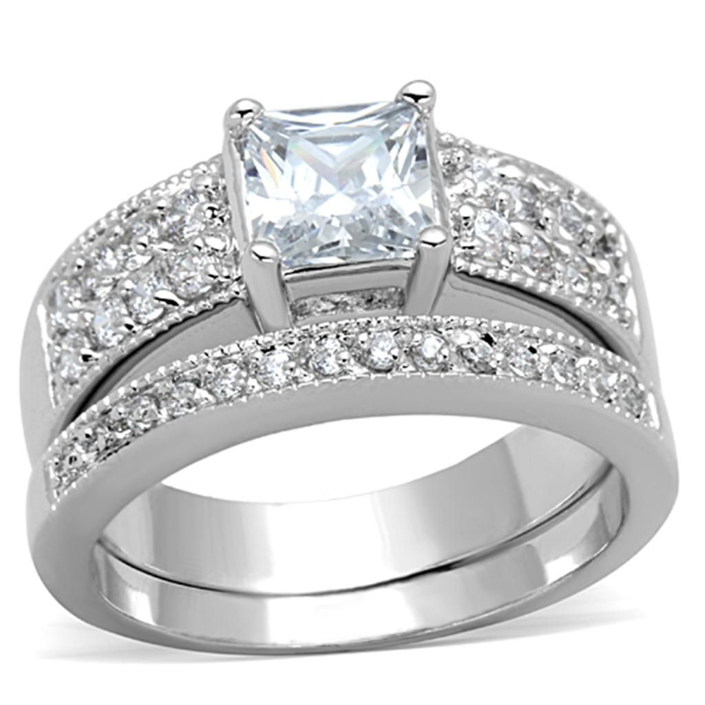 3W817 - Rhodium-Messing - Ring mit AAA-Klasse CZ in Clear
