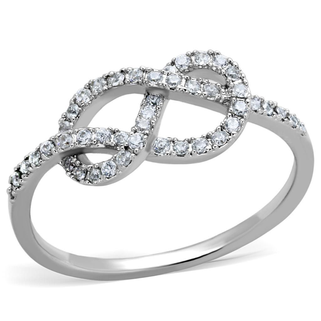 3W876 - Rhodium-Messing - Ring mit AAA-Klasse CZ in Clear