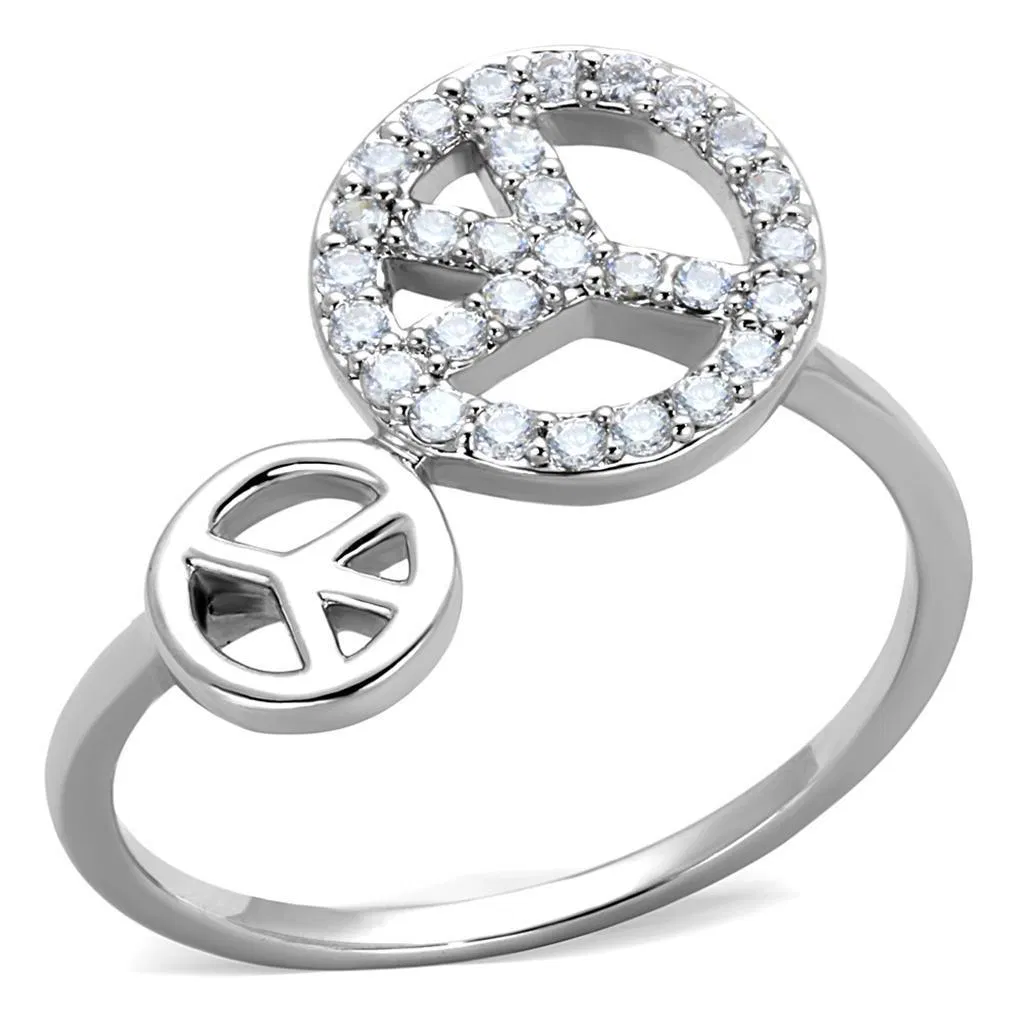 3W853 - Rhodium-Messing - Ring mit AAA-Klasse CZ in Clear