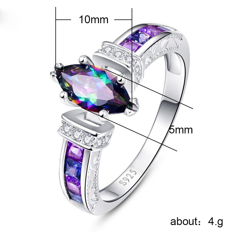 Fashion Trend exquisite bunte ovale Zirkon Ring für Frauen