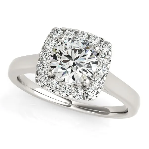 14 Karat Weißgold Quadrat-Form Border Diamond Engagement Ring (1 1 / 3 cttw)