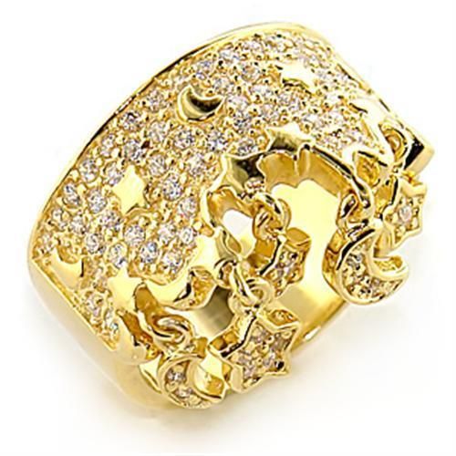 8X014 - Gold 925 Sterling Silber Ring mit AAA Grad CZ in Clear