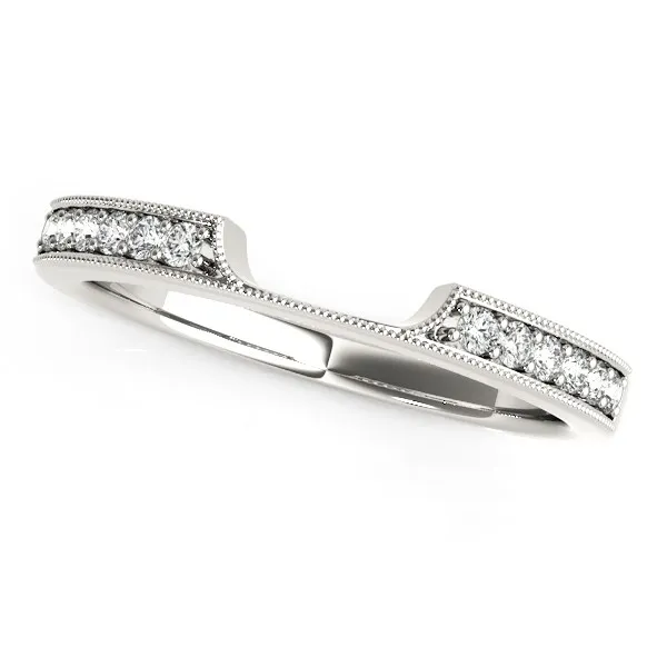 14 Karat Weißgold Curved Section Antique Style Diamant Hochzeitsband (1 / 8 cttw)