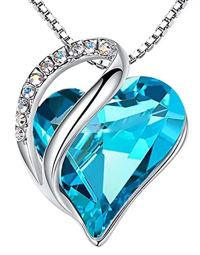 Leafael Muttertag Halskette; Infinity Love Heart Anhänger mit Geburtssteinkristallen; Schmuckgeschenke für Frauen; Geburtstagsketten für Frau Mutter Freundin