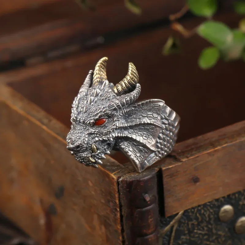 Abyss Magic Dragon Ring für Männer Retro Adjustable