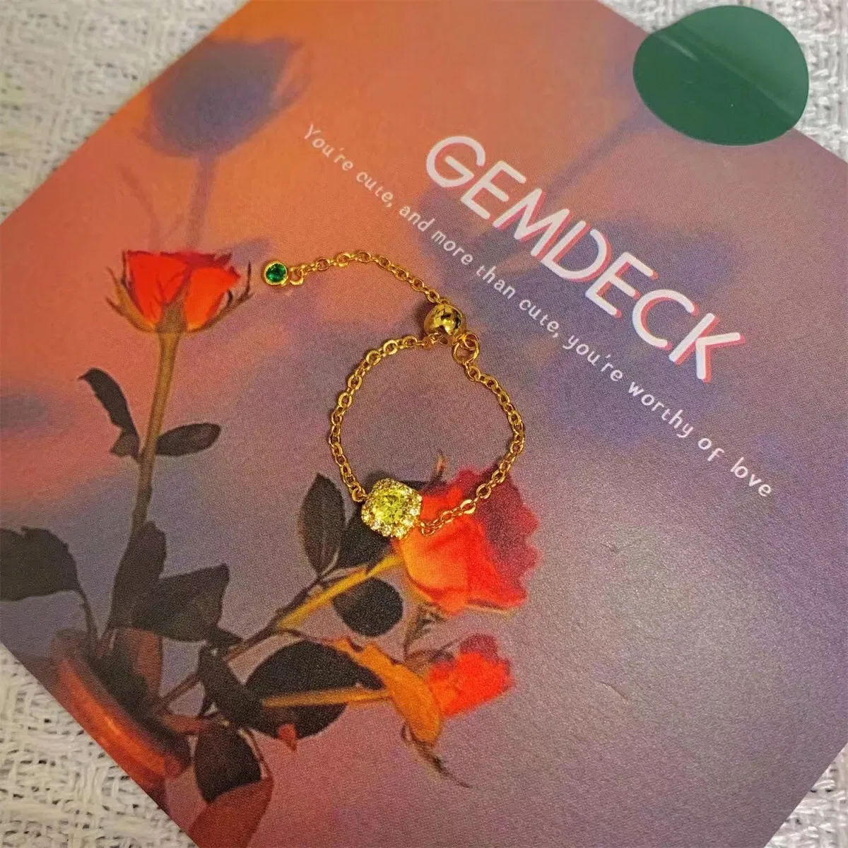 Damen Mode einfacher kleiner gelber Diamant weiche Kette Ring