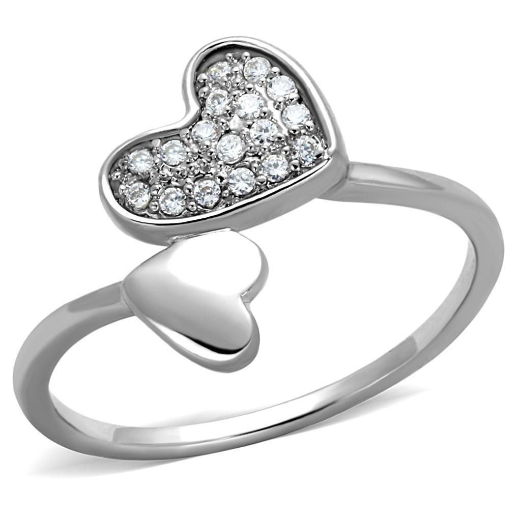 3W867 - Rhodium-Messing - Ring mit AAA-Klasse CZ in Clear