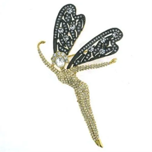 LOA280 - Gold Brass Broches mit Top-Grade - Kristall in Clear
