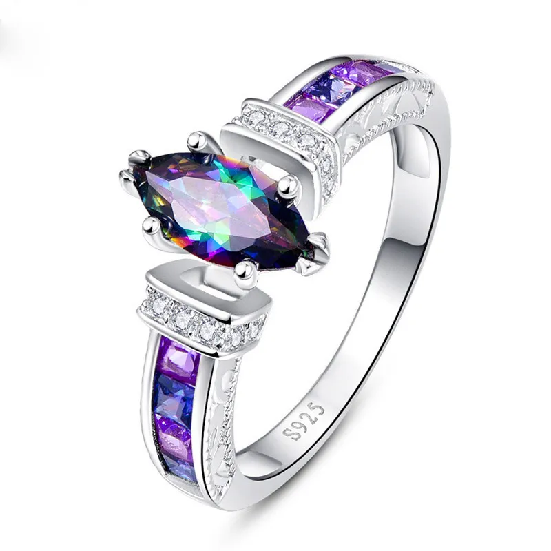 Fashion Trend exquisite bunte ovale Zirkon Ring für Frauen