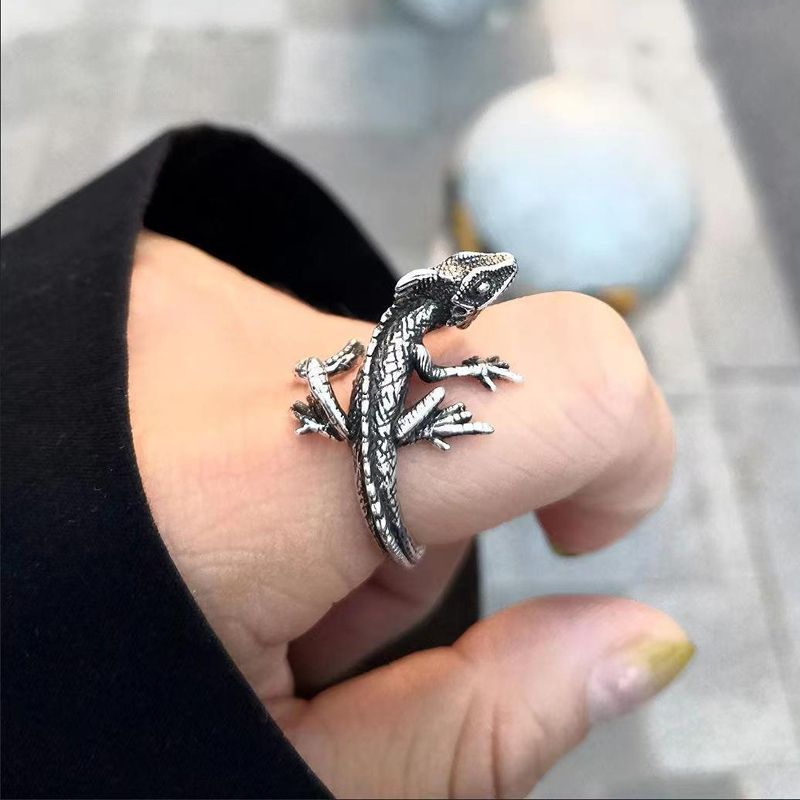 Retro Lizard kleine Dinosaurier Ring Mens offener Mund Hipster Punk Kreativer Ring