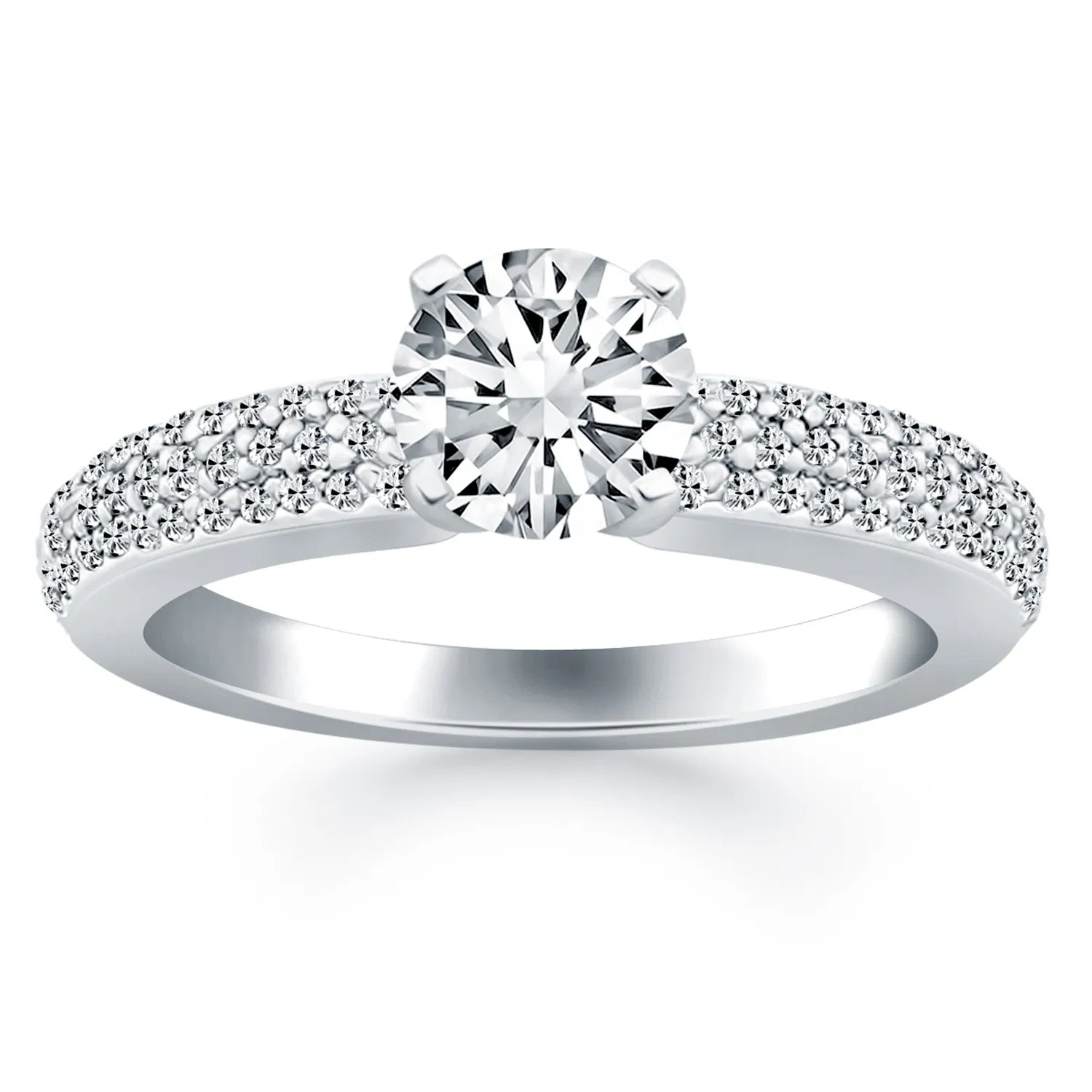 14 Karat Weißgold Triple Row Pave Diamond Engagement Ring