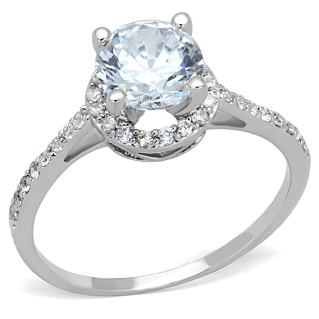 3W801 - Rhodium-Messing - Ring mit AAA-Klasse CZ in Clear