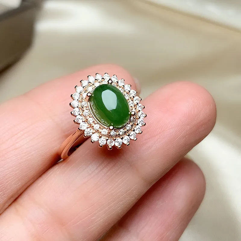 Retro neue Damen Vintage Diamant Jasper Ring