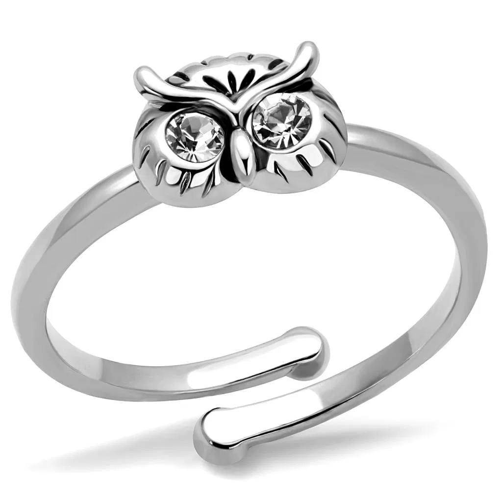 LO4049 - Rhodium-Messing - Ring mit Top-Grade - Kristall in Clear
