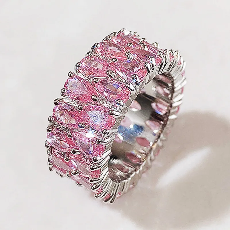 Huitan Mode Ewigkeit Versprechen Ringe Frauen farbenfrohe Kubik Zirkon stilvolle weibliche Accessoires für Party täglich tragen Luxus-Schmuck